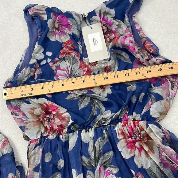 NWT LARA G By Lara Guidotti Floral Silk Viscose Blend Maxi Dress M L XL Blue - Picture 13 of 16